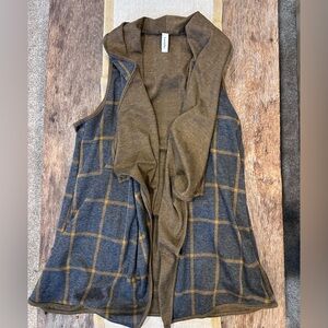 Plaid Open Front Vest